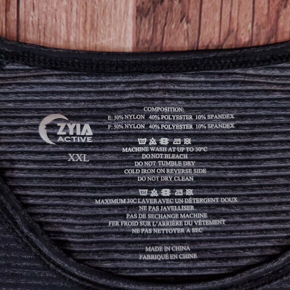 Zyia Active Womens XXL Competition Charcoal Striped Stretch Short Sleeve Shirt - Picture 7 of 9